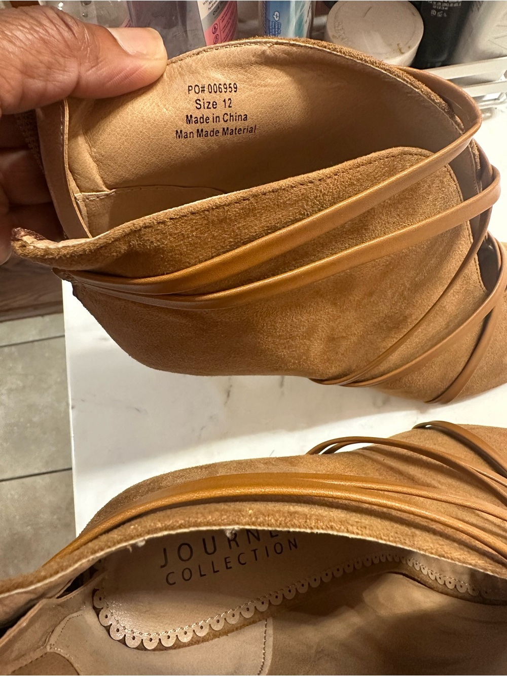 Journee Collection Women’s Tan Strappy Suede Ankle Boots